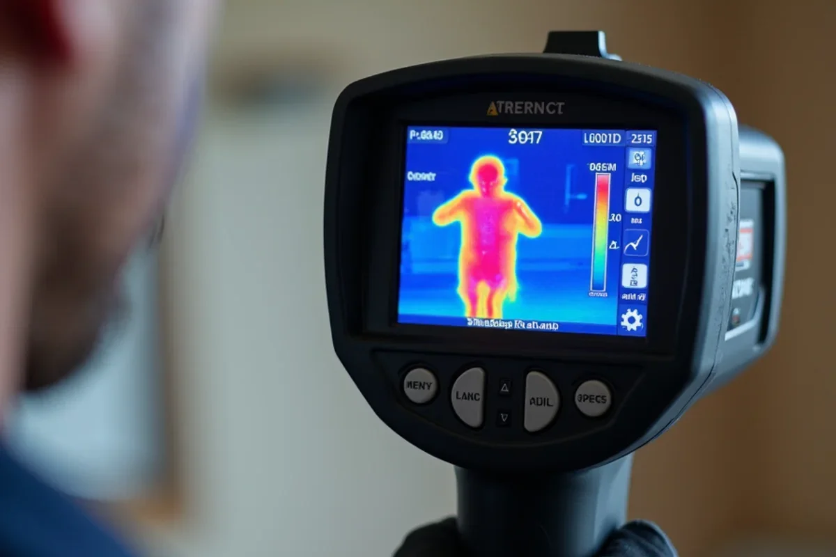 Thermal camera scan detecting hidden moisture and water spread during what to do after water damage
