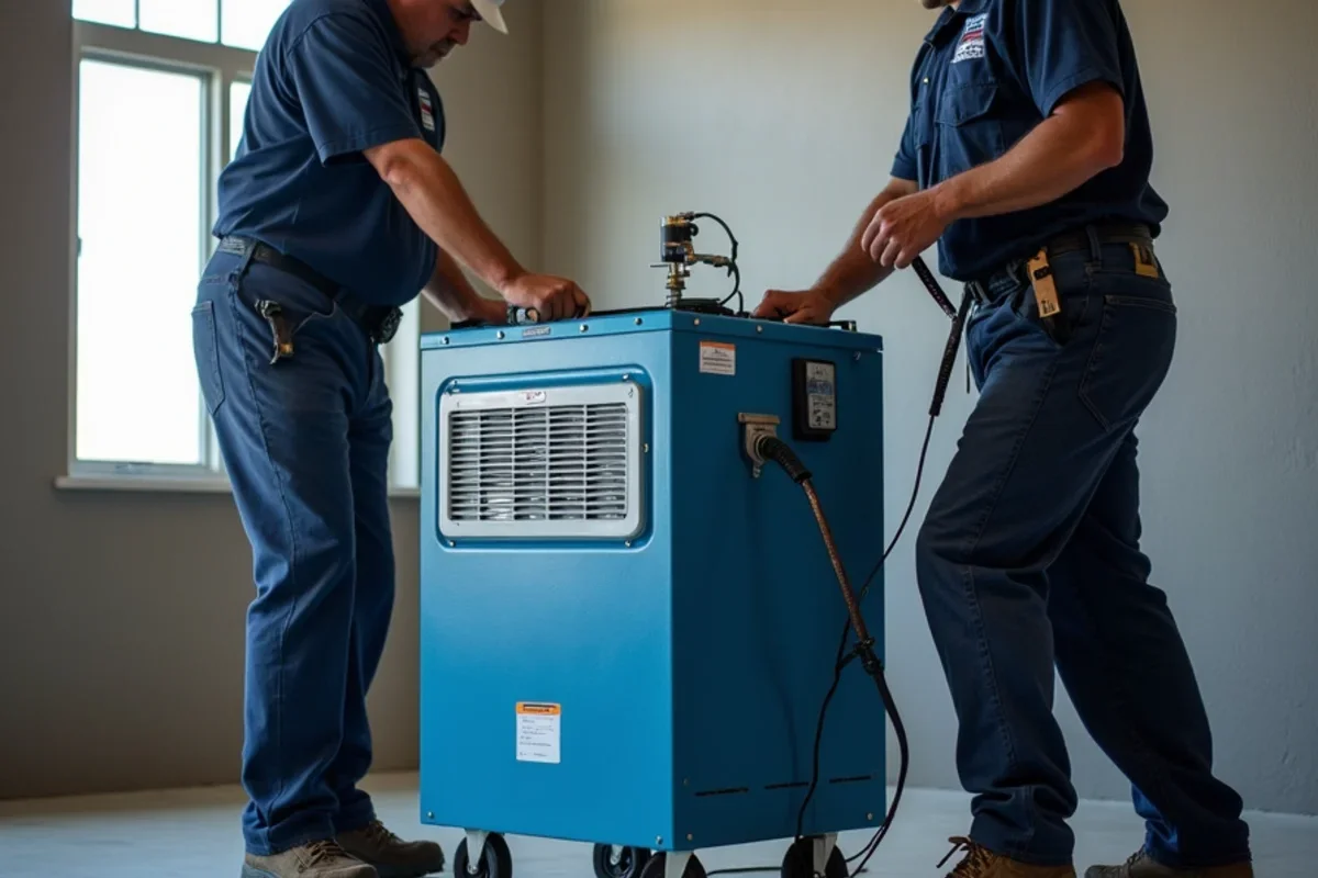 Commercial low grain refrigerant dehumidifier running to manage polybutylene pipes florida