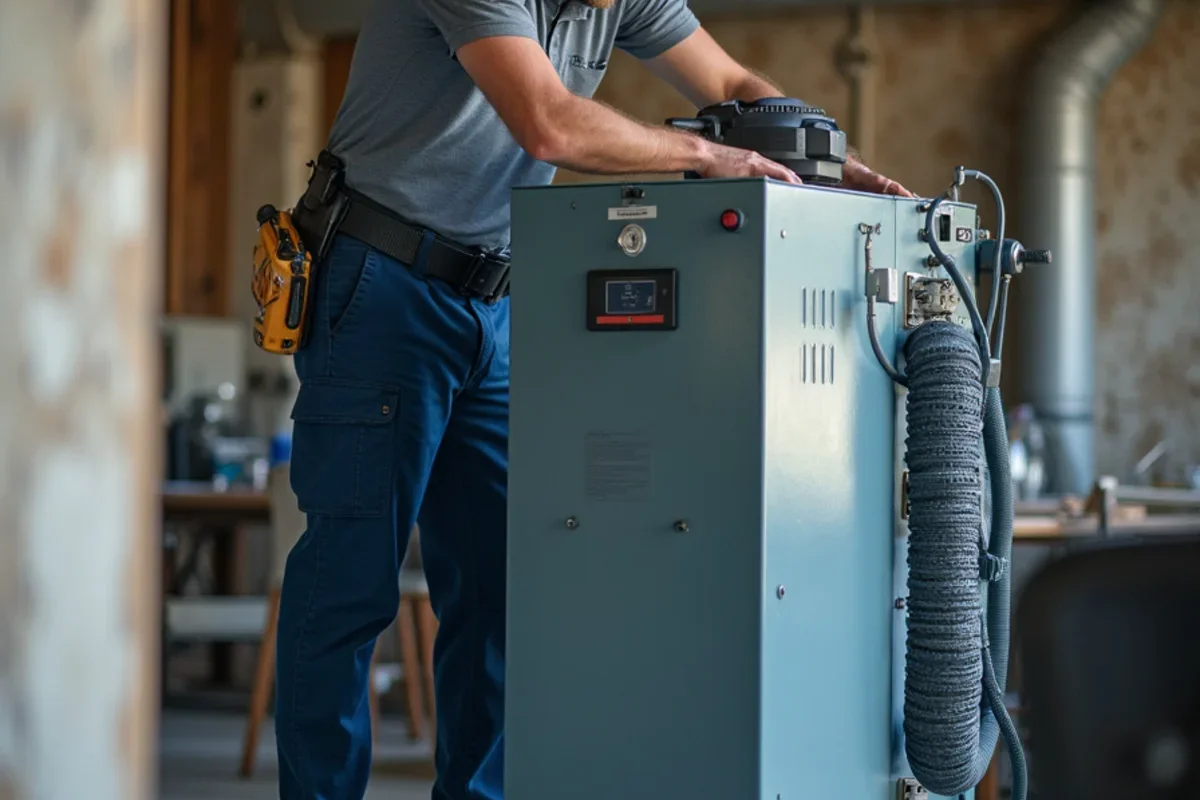 Commercial low grain refrigerant dehumidifier running to manage smoke damage cleanup