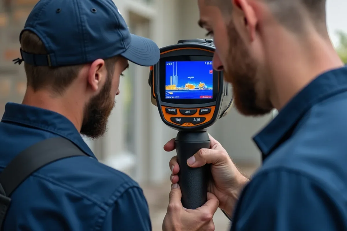 Thermal camera scan detecting hidden moisture and water spread during water damage restoration cost orlando