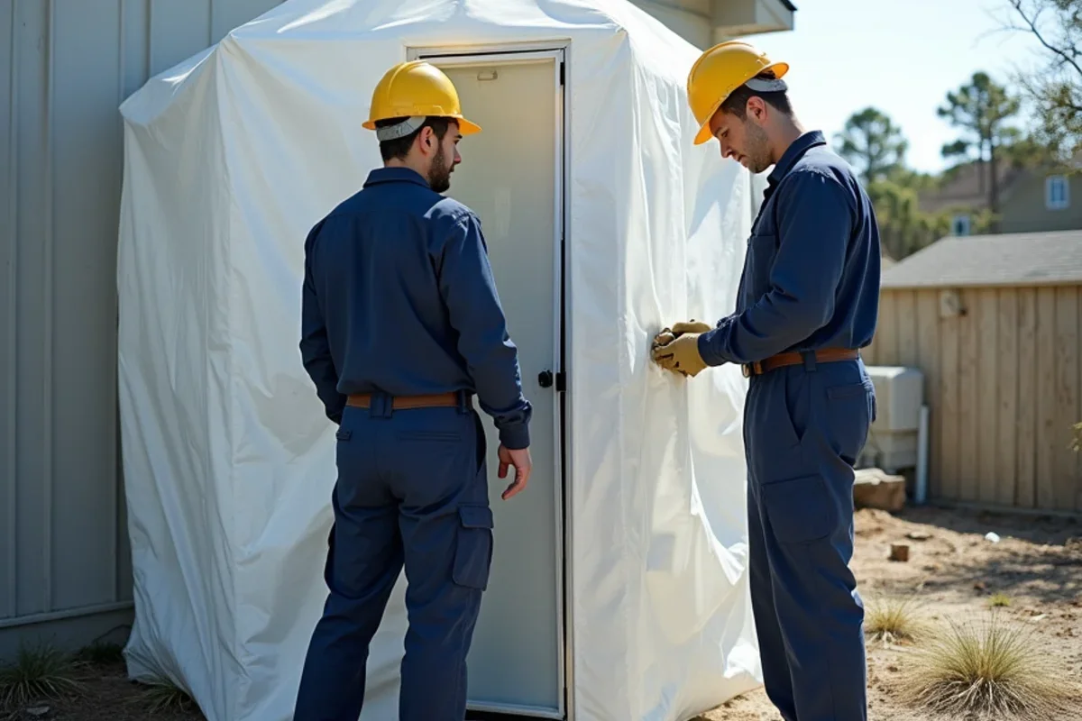 Six mil poly containment chamber with zipper airlock portal