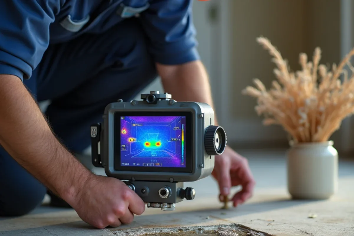 Infrared thermal imaging camera tracing water migration under flooring in Lockhart