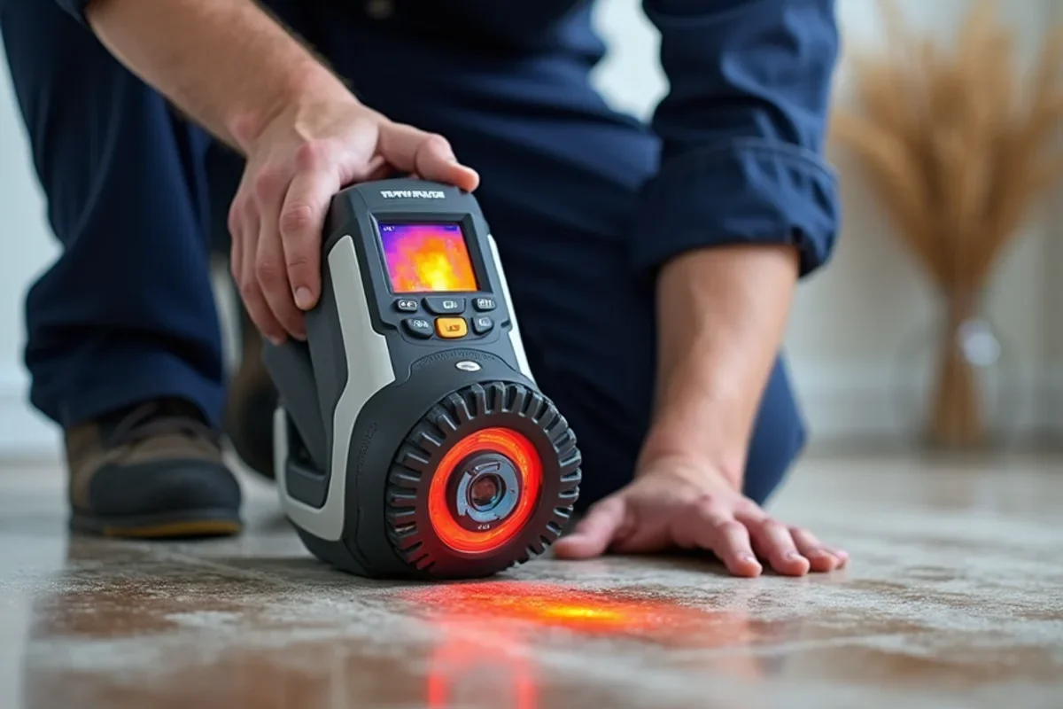 Infrared thermal imaging camera tracing water migration under flooring in Ocoee