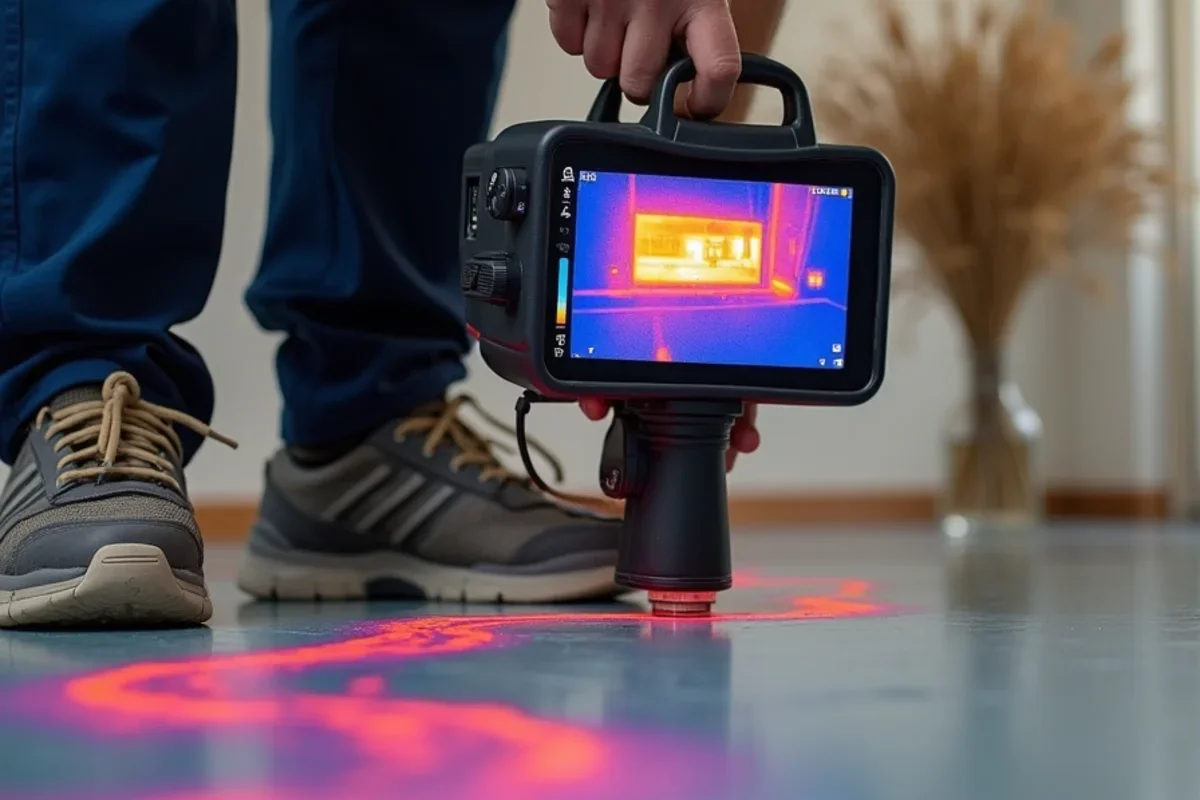 Infrared thermal imaging camera tracing water migration under flooring in Oviedo