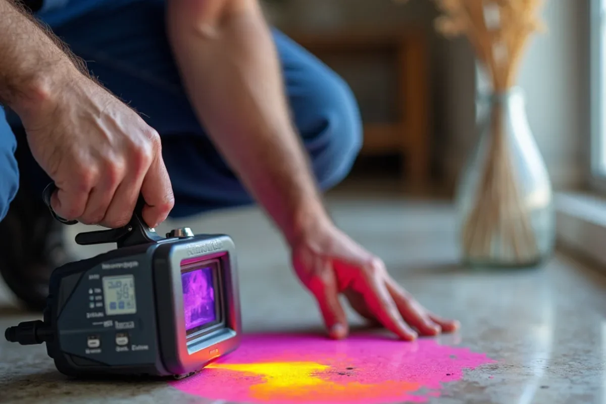 Infrared thermal imaging camera tracing water migration under flooring in Pine Castle