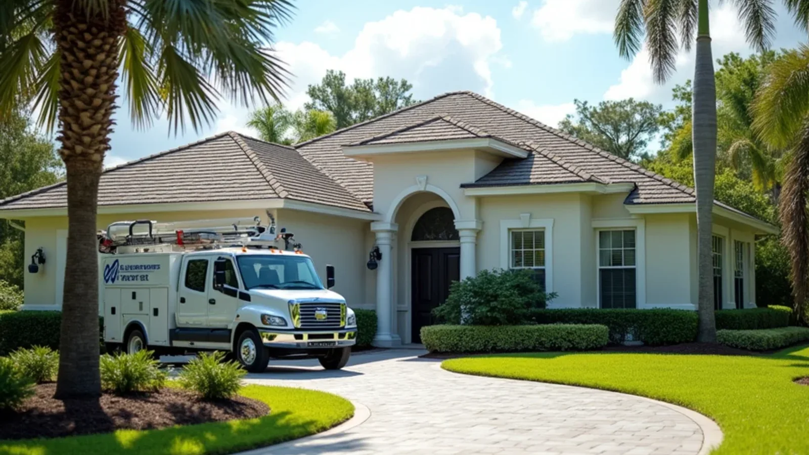 Emergency water damage restoration and structural drying technician working in a Poinciana FL home