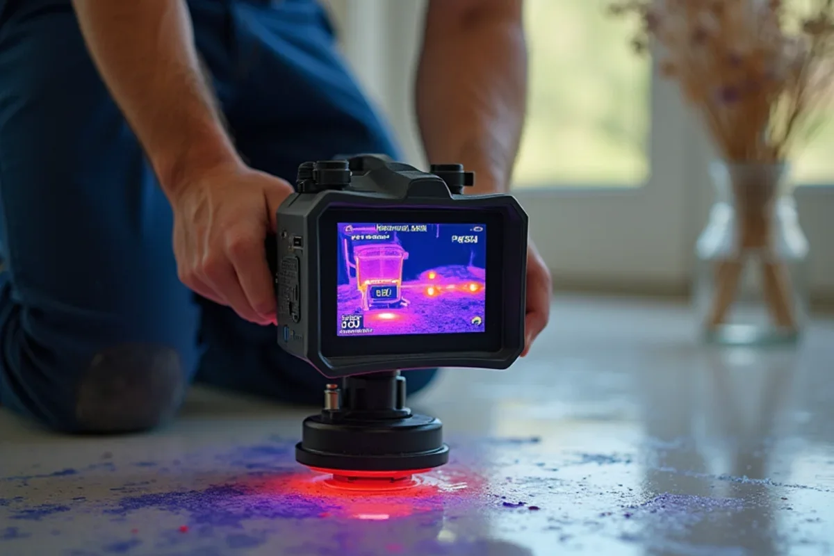 Infrared thermal imaging camera tracing water migration under flooring in Sanford