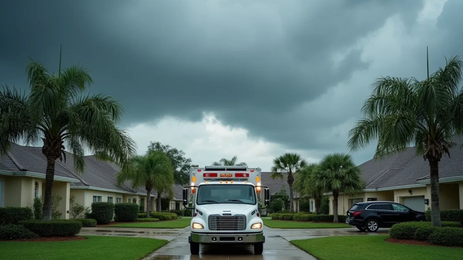Emergency water damage restoration and structural drying technician working in a Union Park FL home