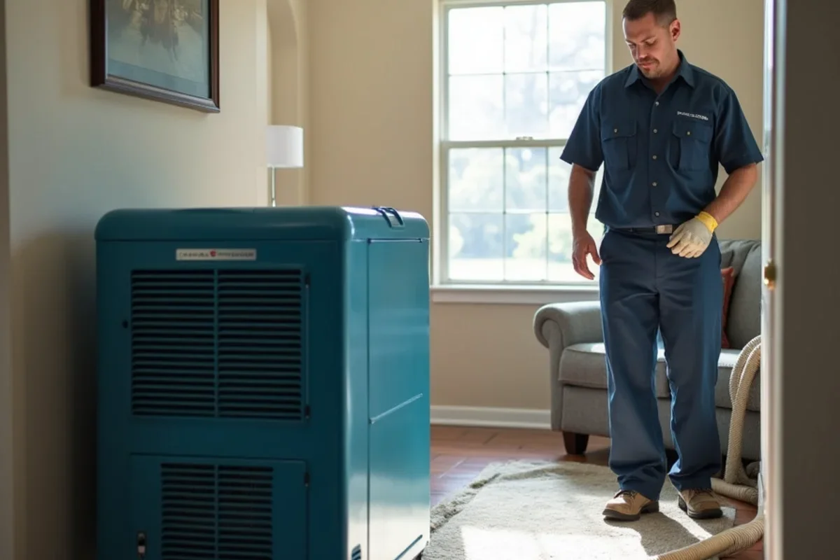 Industrial low grain refrigerant dehumidifiers operating inside University (UCF area) living room