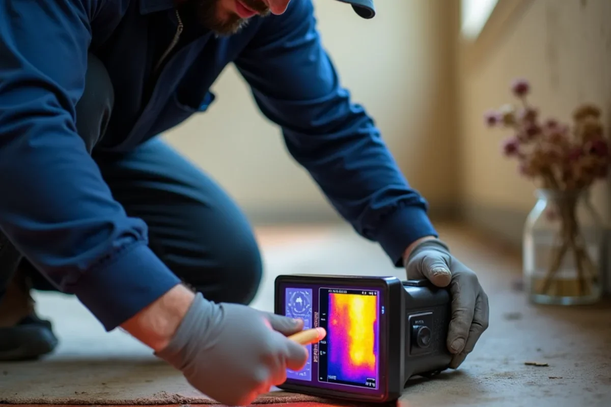 Infrared thermal imaging camera tracing water migration under flooring in Wekiwa Springs