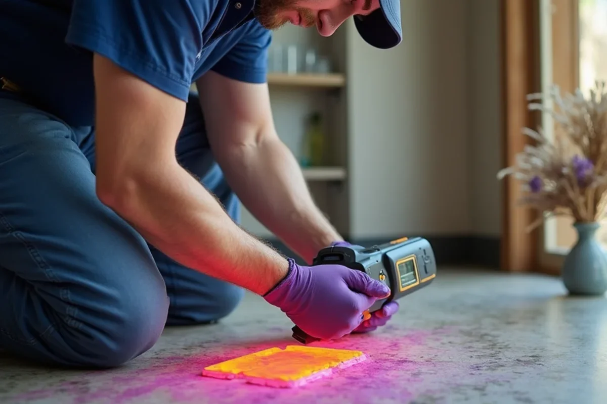 Infrared thermal imaging camera tracing water migration under flooring in Williamsburg