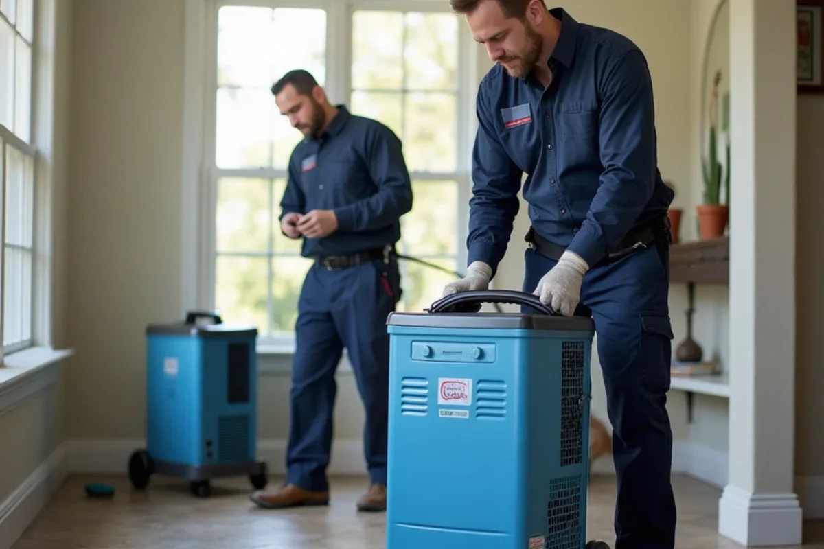 Industrial low grain refrigerant dehumidifiers operating inside Windermere living room