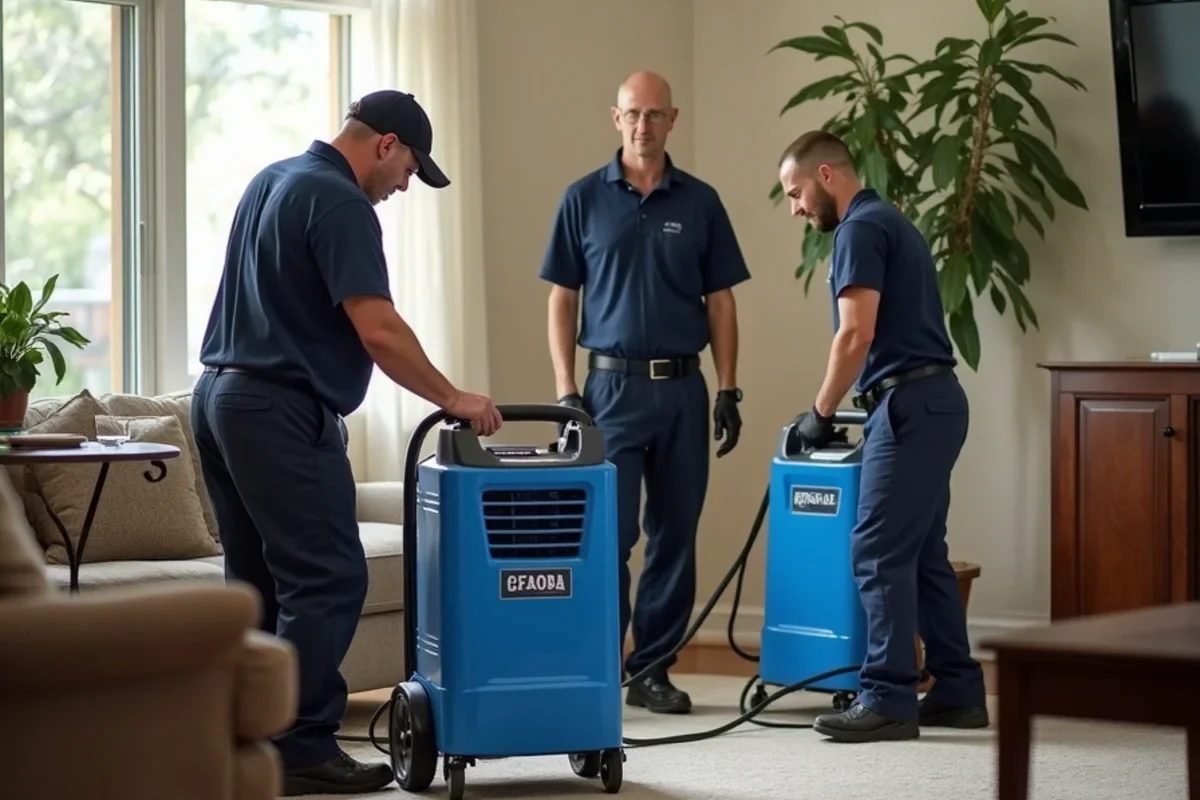 Industrial low grain refrigerant dehumidifiers operating inside Winter Springs living room