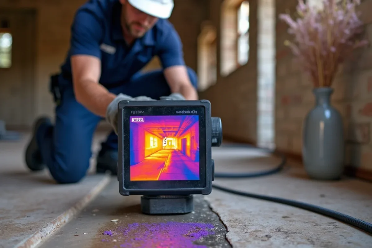 Infrared thermal imaging camera tracing water migration under flooring in Winter Springs