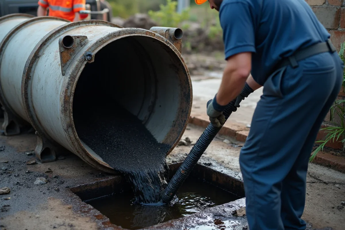 Extracting raw sewage and contaminated wastewater into containment tank