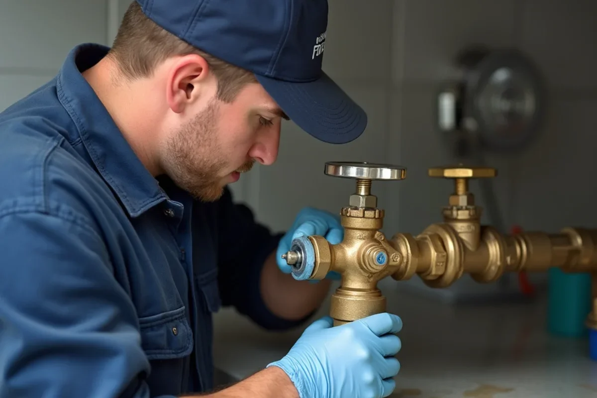Restoration specialist isolating commercial main water shutoff valve